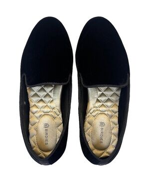 Birdies The Starling Black Velvet Smoking Slipper Flats Size 6 w/ Box & Dust Bag